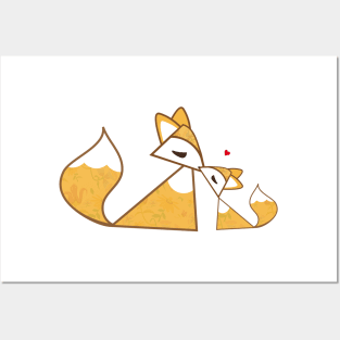 cute foxes - mother and child Posters and Art